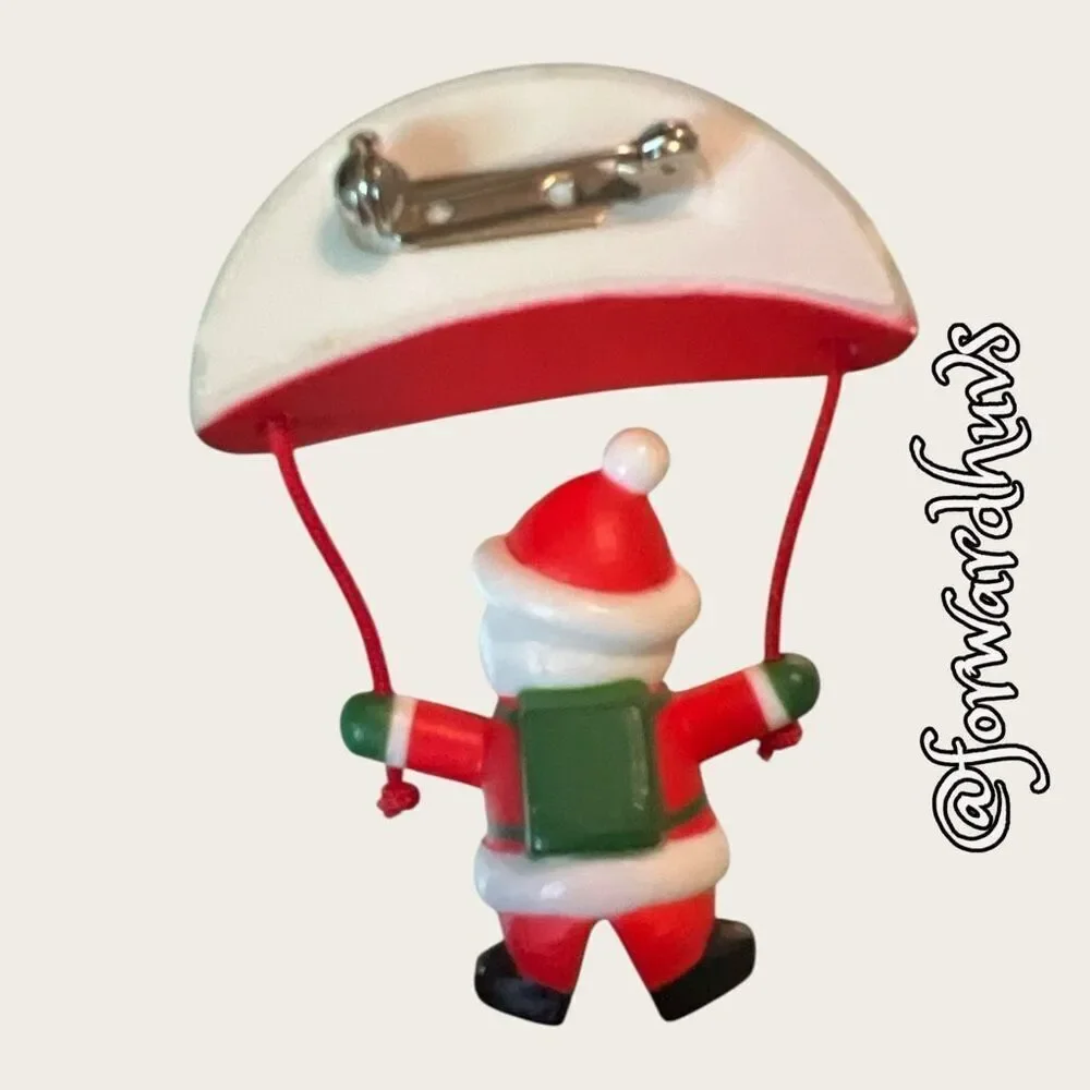 Bundle Sale 3 for $15 | Vintage Plastic Santa Pin with Movable Parachute